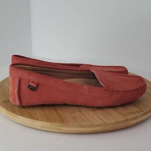 UGG Women's Flores Flat Pink Suede Driving Loafer Shoes Size 7- 1099877